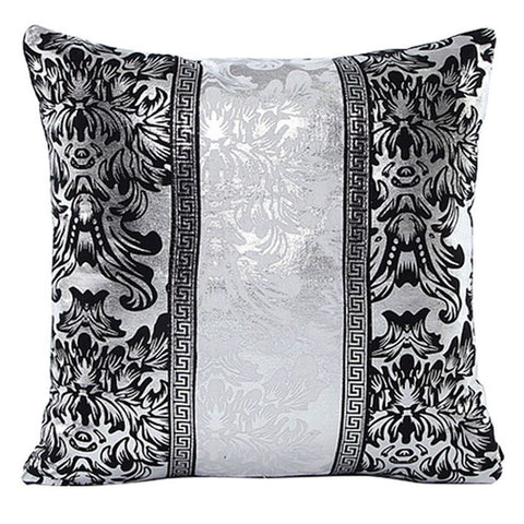 Vintage Black and Silver Floral Pillow Cover