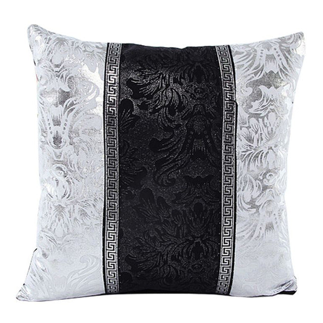 Vintage Black and Silver Floral Pillow Cover