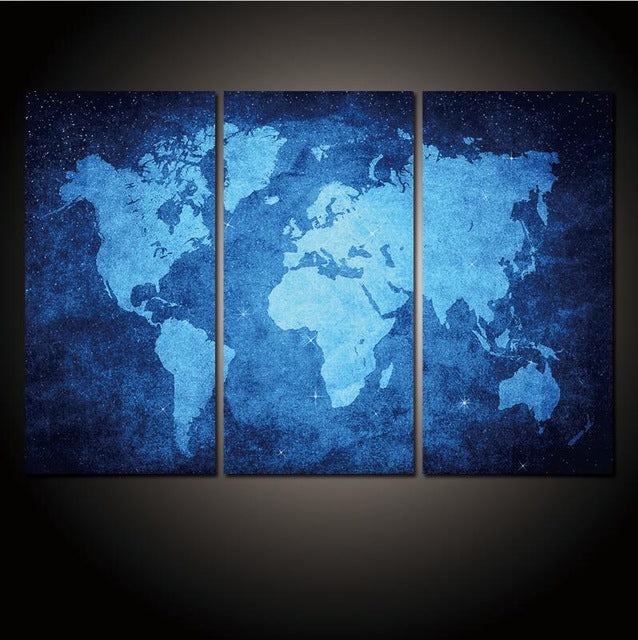 3 Panel Vintage World Map Canvas