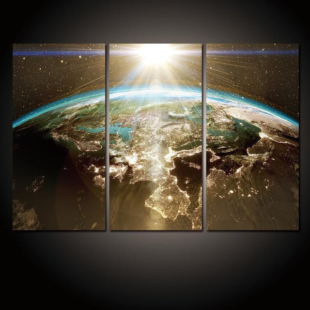 3 Panel Vintage World Map Canvas