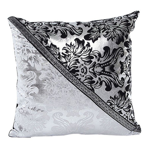 Vintage Black and Silver Floral Pillow Cover
